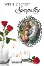 Load image into Gallery viewer, Deepest Sympathy Mass Card RIP Holy Family