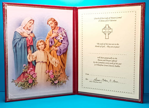 Perpetual Mass Enrolment Card RIP - Holy Family
