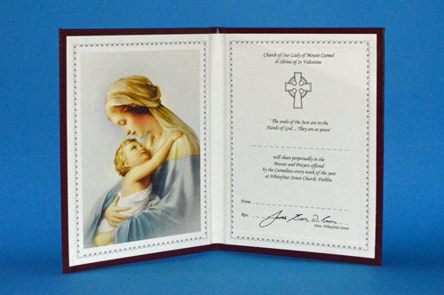 Perpetual Mass Card Our Lady and Child RIP small