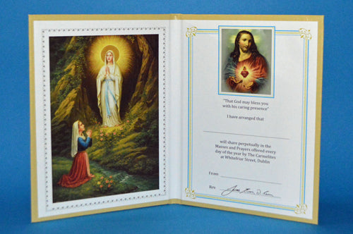 Perpetual Mass Card Lady of Lourdes LIVING small