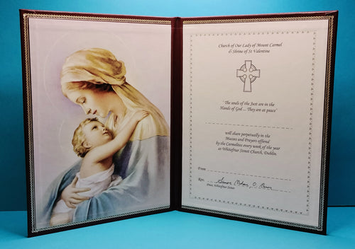 Perpetual Mass Card RIP Our Lady with the Infant Jesus