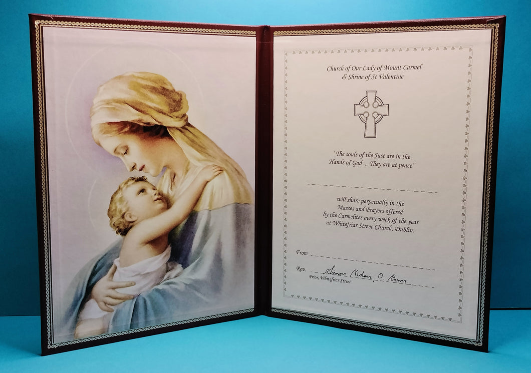 Perpetual Mass Card RIP Our Lady with the Infant Jesus