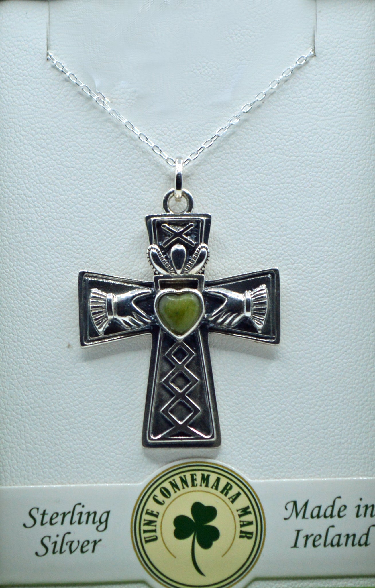 Sterling Silver Claddagh Celtic Cross Pendant | Viking