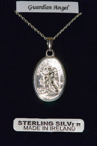 Guardian Angel Sterling Silver medal and chain