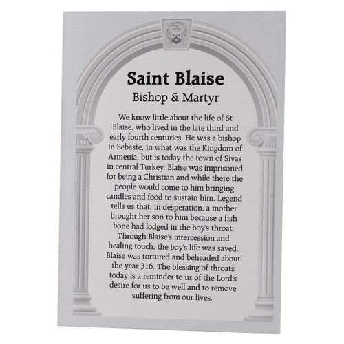 St Blaise Prayer Card & Flannel