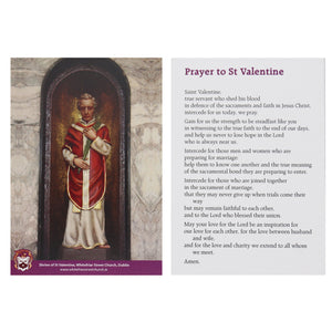 St Valentine Prayer Card with Prayer