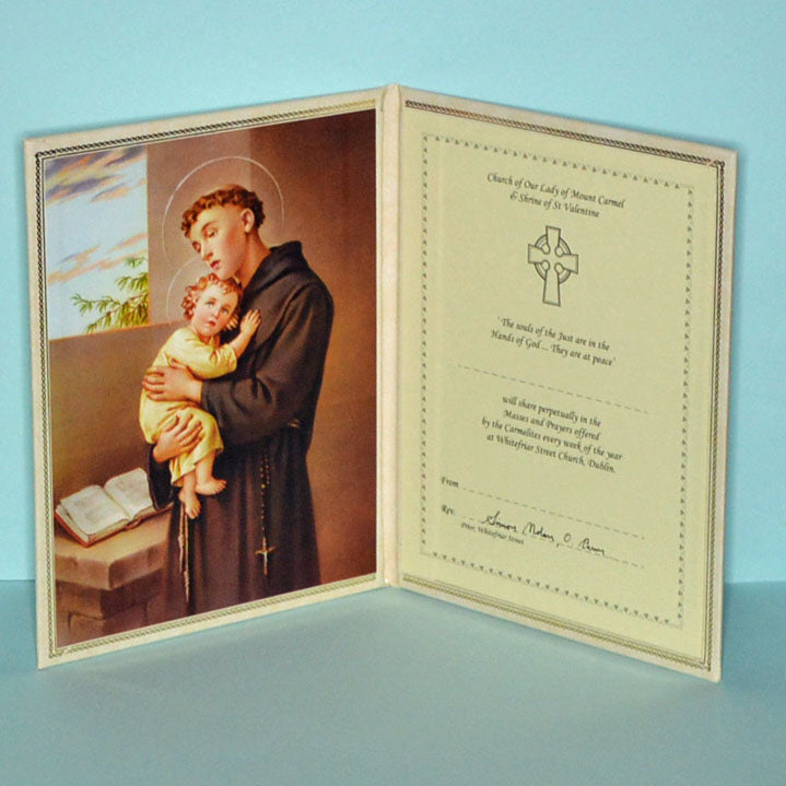 Perpetual Mass Enrolment Card RIP St Anthony Mass Cards Online