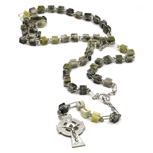 Rosary Beads Connemara Marble Square Bead Large